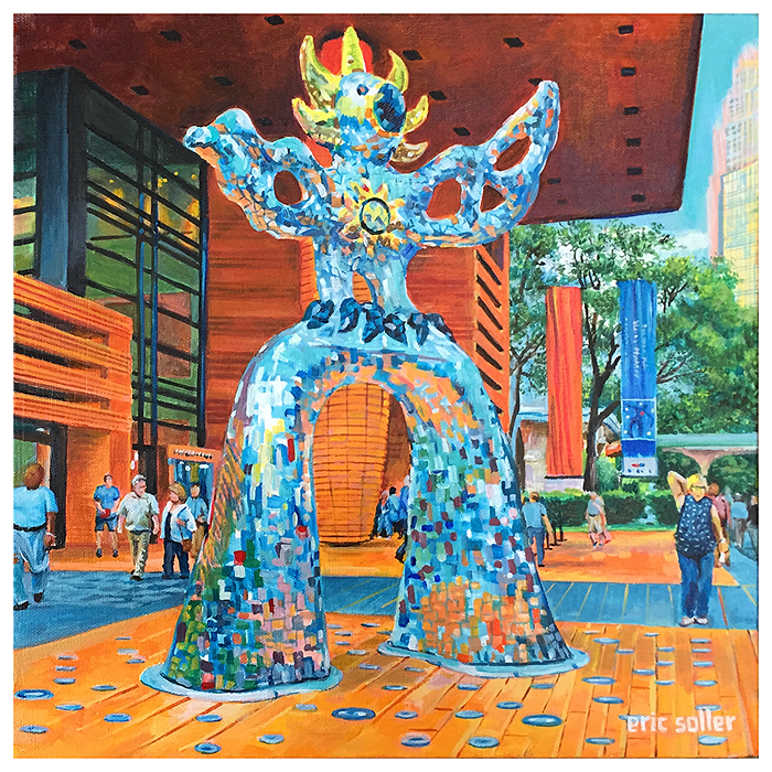  Firebird Statue, Original acrylic painting by Eric Soller
