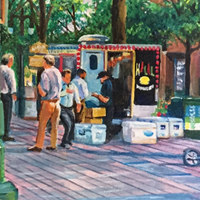 Trade & Tryon Corner - Original acrylic painting by Eric Soller