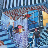 Escher Inspired Epicentre - Original acrylic painting by Eric Soller