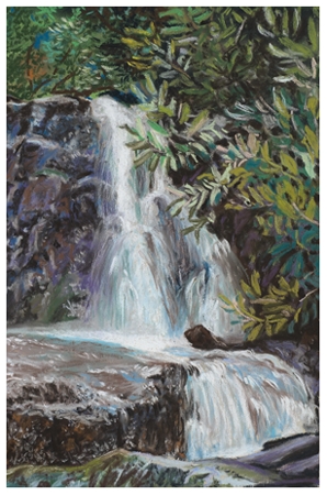 Small Laurel Falls, Original pastel painting by the fine artist Eric Soller
