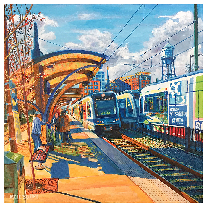  Southend Trains, Original acrylic painting by Eric Soller