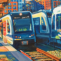 Southend Trains - Original acrylic painting by Eric Soller